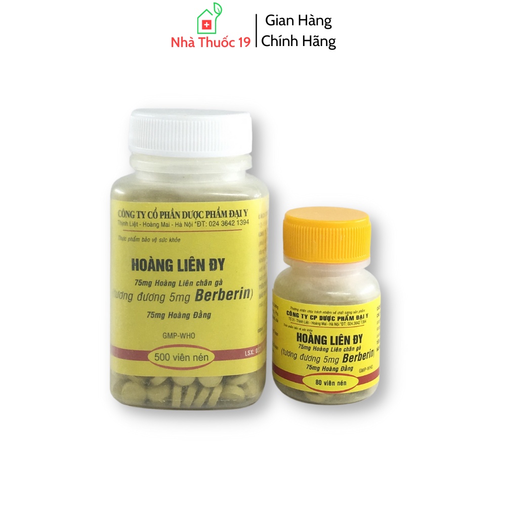 Berberin Lọ 500 Viên Hoàng Liên ĐY Giảm triệu chứng rối loạn tiêu hoá, đau bụng, tiêu chảy