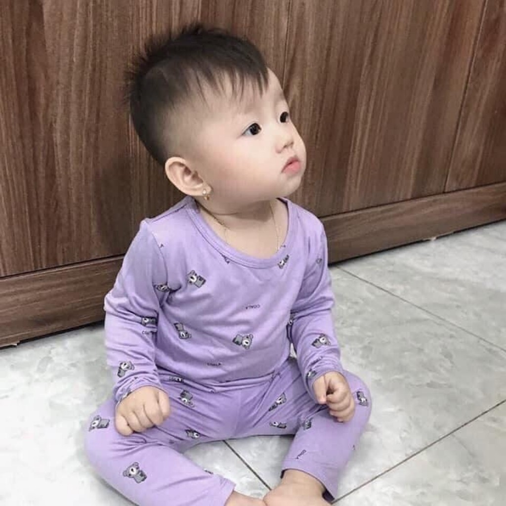 Bộ Thun Lạnh Dài Tay Cho Bé, Bộ Thu Đông Dài Tay Cho Bé Trai Bé Gái minky mom với họa tiết Gấu Panda mềm mịn dễ thương