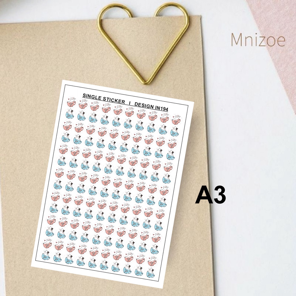 Combo set 520 tem nhãn dán sticker In194 cao cấp chất liệu decal giấy đế xanh - Khổ a3 - Thank You 02