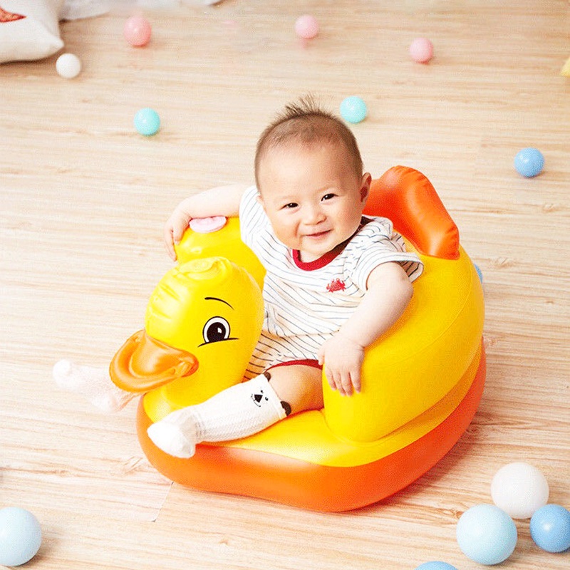 Ghế phao tập ngồi từ 6 tháng tuổi loại dày Baby-S, Ghế hơi tập ngồi cho bé hình vịt vàng ngộ nghĩnh – SSS030