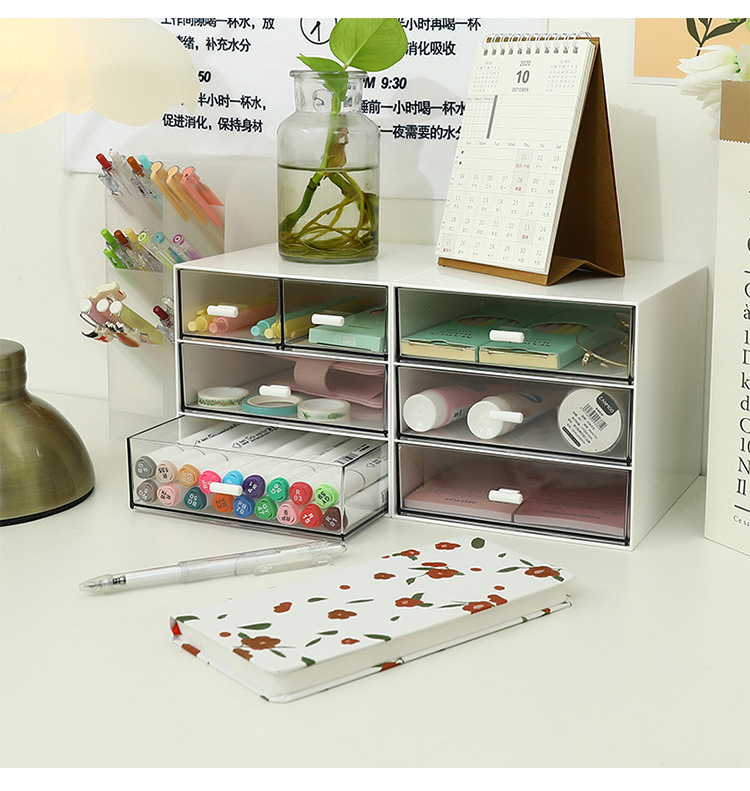 Tủ kệ nhiều ngăn trong suốt trang trí bàn học Desk Decor đựng vừa bút DecorMe