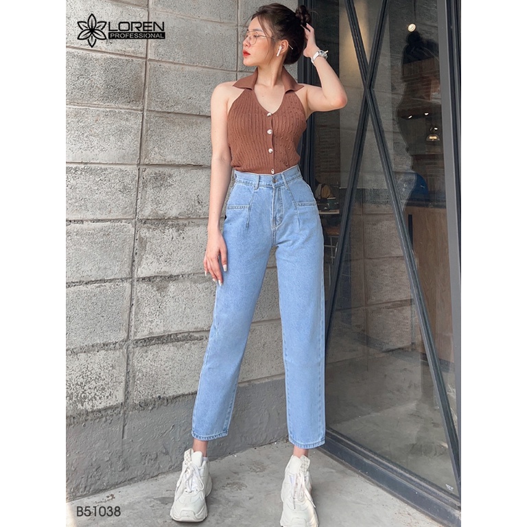 Quần jean baggy LOREN trơn kiểu túi B51038