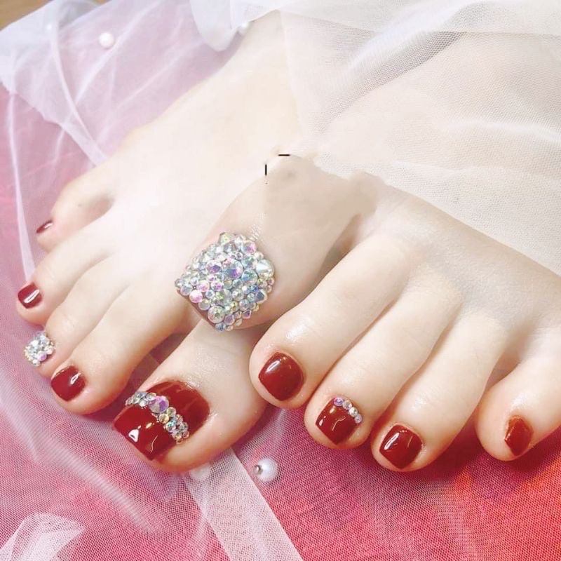 Móng úp chân giả,nailbox thiết kế,gắn đá gắn hoa,kèm keo