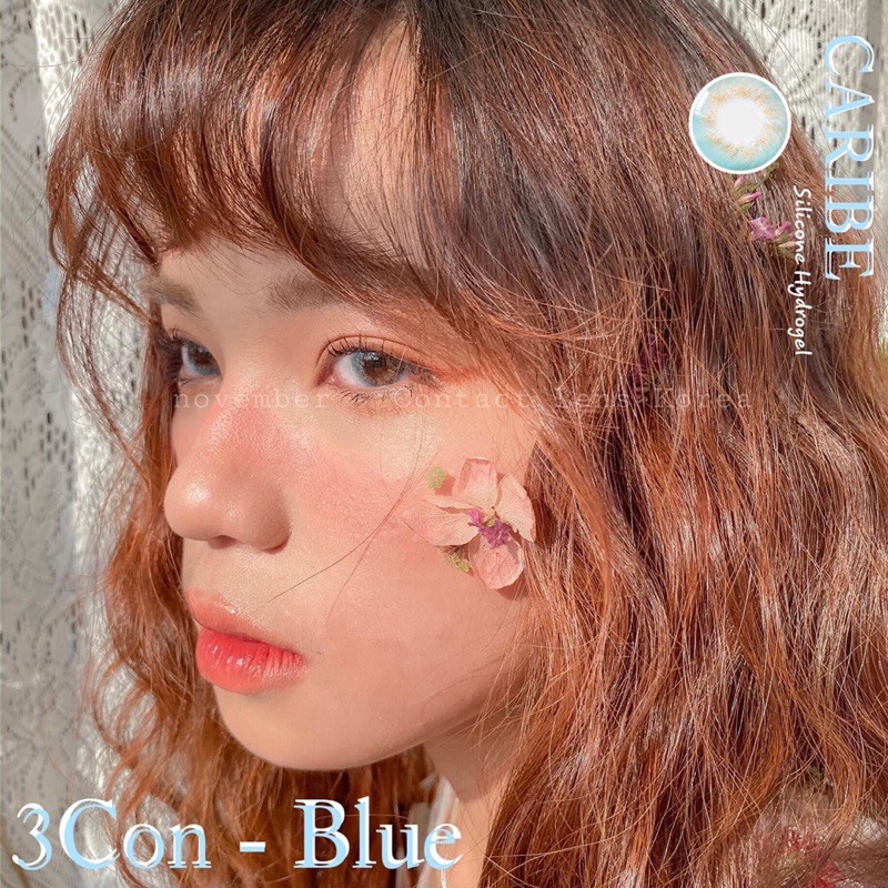 Kính áp tròng màu xanh biển vân xoáy Caribe Blue Hàn Quốc