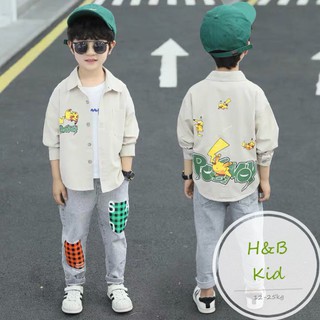 Set bộ đồ bé trai: áo sơ mi đũi mềm mịn mát + quần bò phong cách Hàn Quốc cho bé trai V24, quần áo cho bé Namkidshop