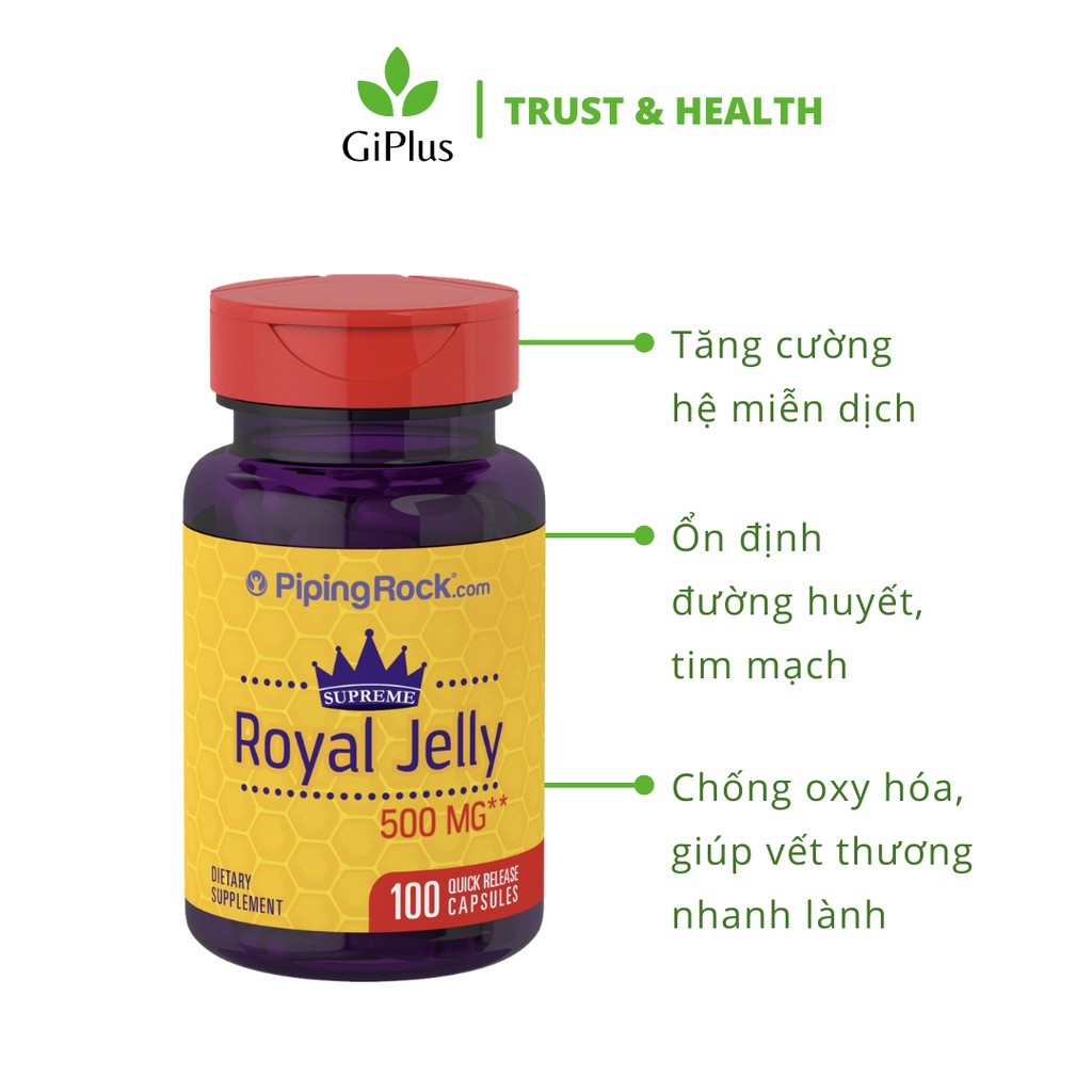 [DATE 08.2023] Viên Uống Tăng Đề Kháng Piping Rock Royal Jelly 500MG (100 viên/lọ)