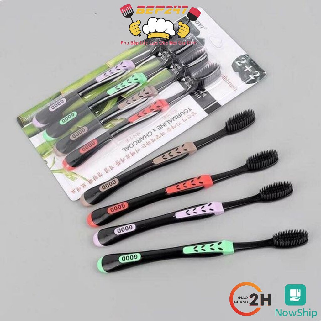 [ GIÁ SỐC ] Set 4 Bàn Chải Đánh Răng Than Hoạt Tính Xuất Xứ Hàn Quốc