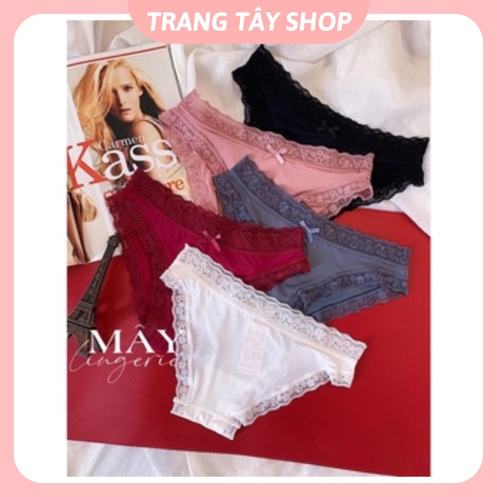 Quần lót Victoria's Secret cotton thun viền ren thun lạnh, thoáng mát