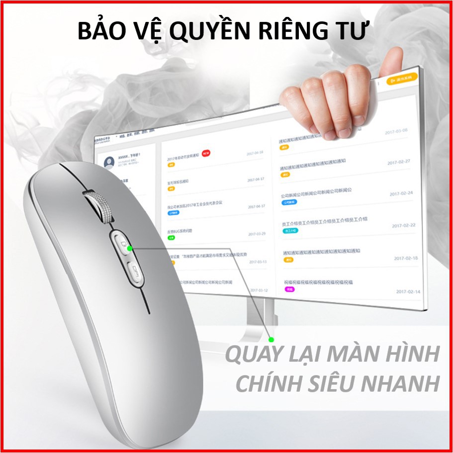 Chuột Không Dây Wireless 2.4G Tự Sạc Có Nút Điều Chỉnh DPI, chuột văn phòng CAO CẤP M103
