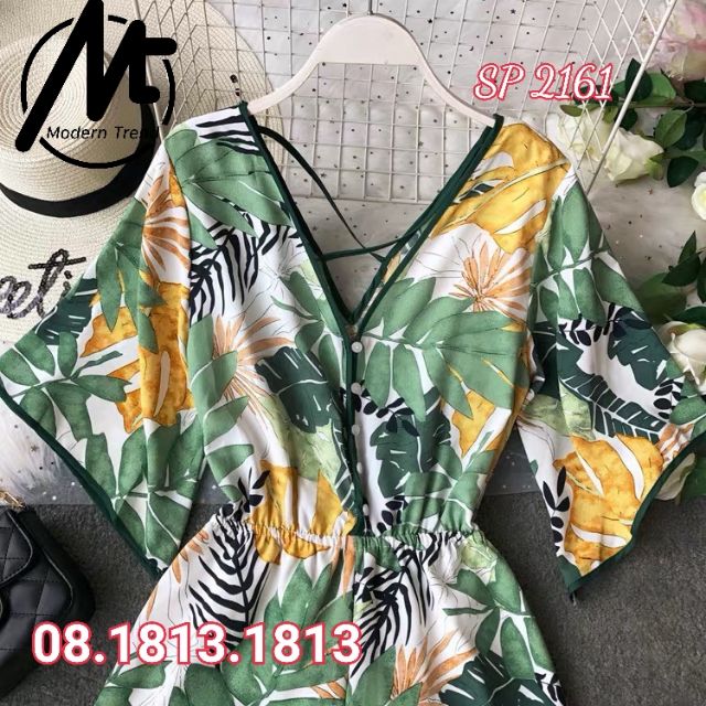 Jumpsuit tay loe bông