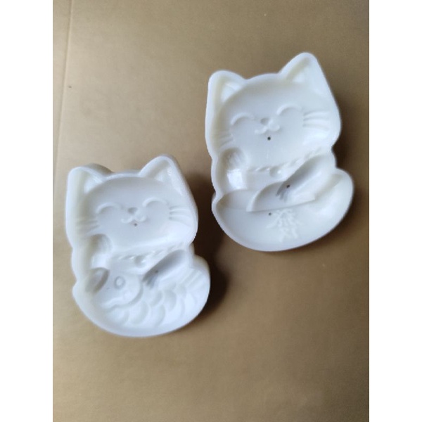 Bộ khuôn trung thu lò xo MÈO CHIÊU TÀI 50g 2 mặt 1 nhấn