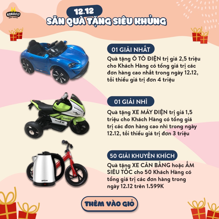 [Mã FMCGMALL giảm 8% đơn từ 250K] Combo 4 Tã Quần KOKOFiT Hàn Quốc Cho Bé Size M30/L26/XL22/Jumbo18