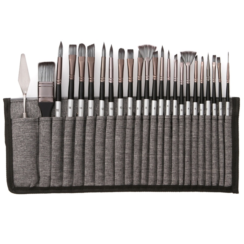 Set 24 Cọ Vẽ Màu Nước Có Tay Cầm Bằng Nhựa Acrylic