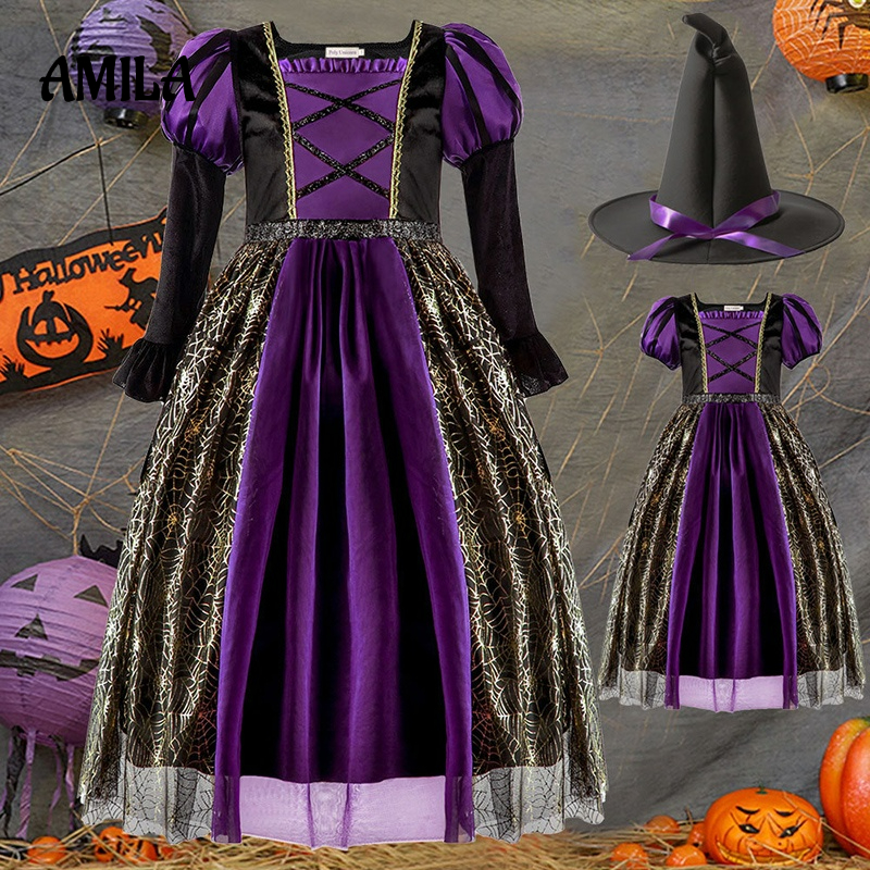 AMILA Đầm Hoá Trang Phù Thuỷ Nhân Dịp Halloween Cho Bé
