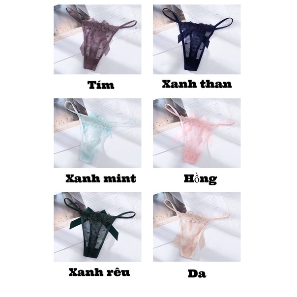 Quần Lót Nữ ❤️ Lọt Khe Ren Xuyên Thấu Dây Mảnh Đính Nơ To Quyến Rũ 8065