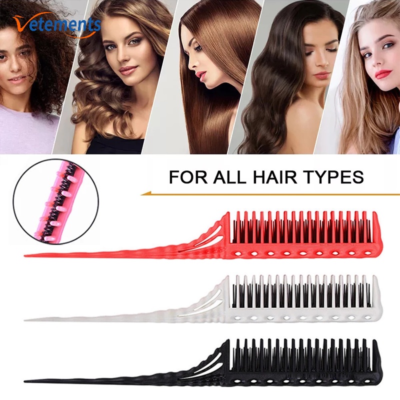 Lược Chải Tóc 3 Hàng Răng Nhựa Chống Tĩnh Điện Thiết Kế Đơn Giản Tiện Dụng