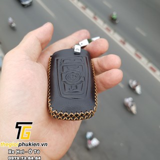 Bao da Handmade bảo vệ chìa khóa xe BMW kèm móc đeo Inox