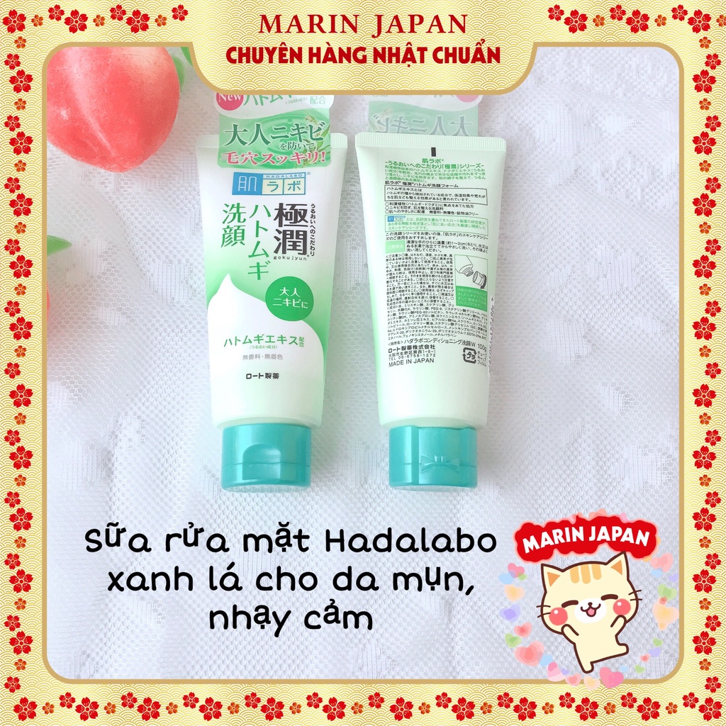 (Chính hãng,chuẩn auth,có bill Nhật) Sữa rửa mặt tạo bọt và dạng tuýp Hadalabo hada labo màu trắng xanh nội địa Nhật Bản