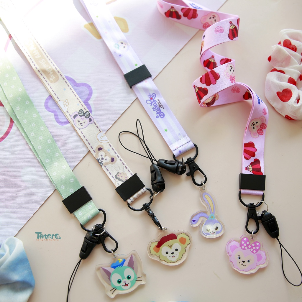 Dây đeo strap dài kèm tag Love My Best Friend - Naruto One Piece - Snoopy - Khủng Long Ngố - Vịt Donal