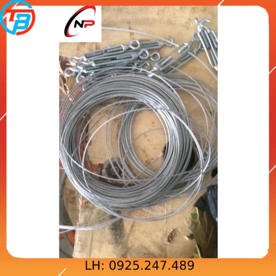 5 Mét dây cáp INOX 304 chống rỉ sét tặng kèm 1 tăng đơ,2 ôc siết cáp làm dây phơi quần áo.. Gồm các size 2mm 3mm 4mm 5mm
