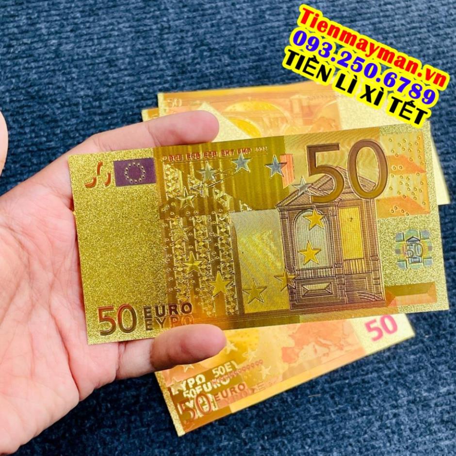 Tờ Tiền Kỉ Niệm 50 EURO Plastic Mạ Vàng Lì Xì Tết May Mắn