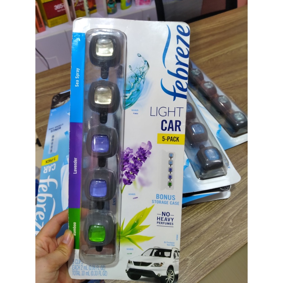SET 5 Pack Tinh Dầu Nước Hoa Xe Hơi Kẹp Cửa Gió ĐIều Hòa Febreze Car Linen &amp; Sky Mỹ - 3 màu giao ngẫu nhiên