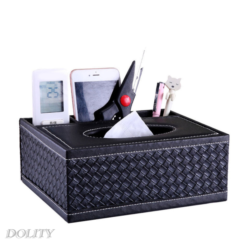 [DOLITY]Tissue Box Desktop Remote Control Smartphone Holder Organizer Decorative Black