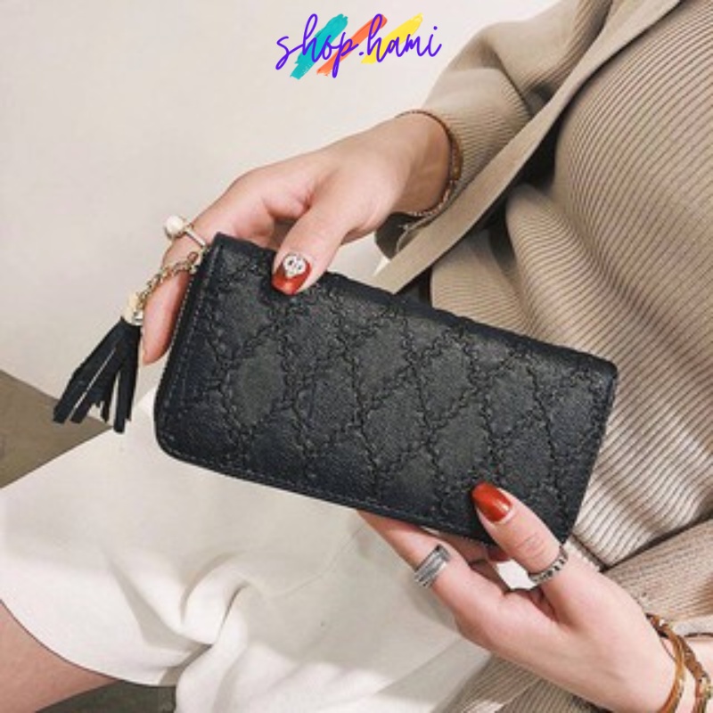 Ví Nữ Cầm Tay Đẹp Nhiều Ngăn, Với Nhiều Màu Xinh Tươi : Đen, Hồng, Xanh Navi, Xanh Lá Cây , Ghi SHOP HAMI V03