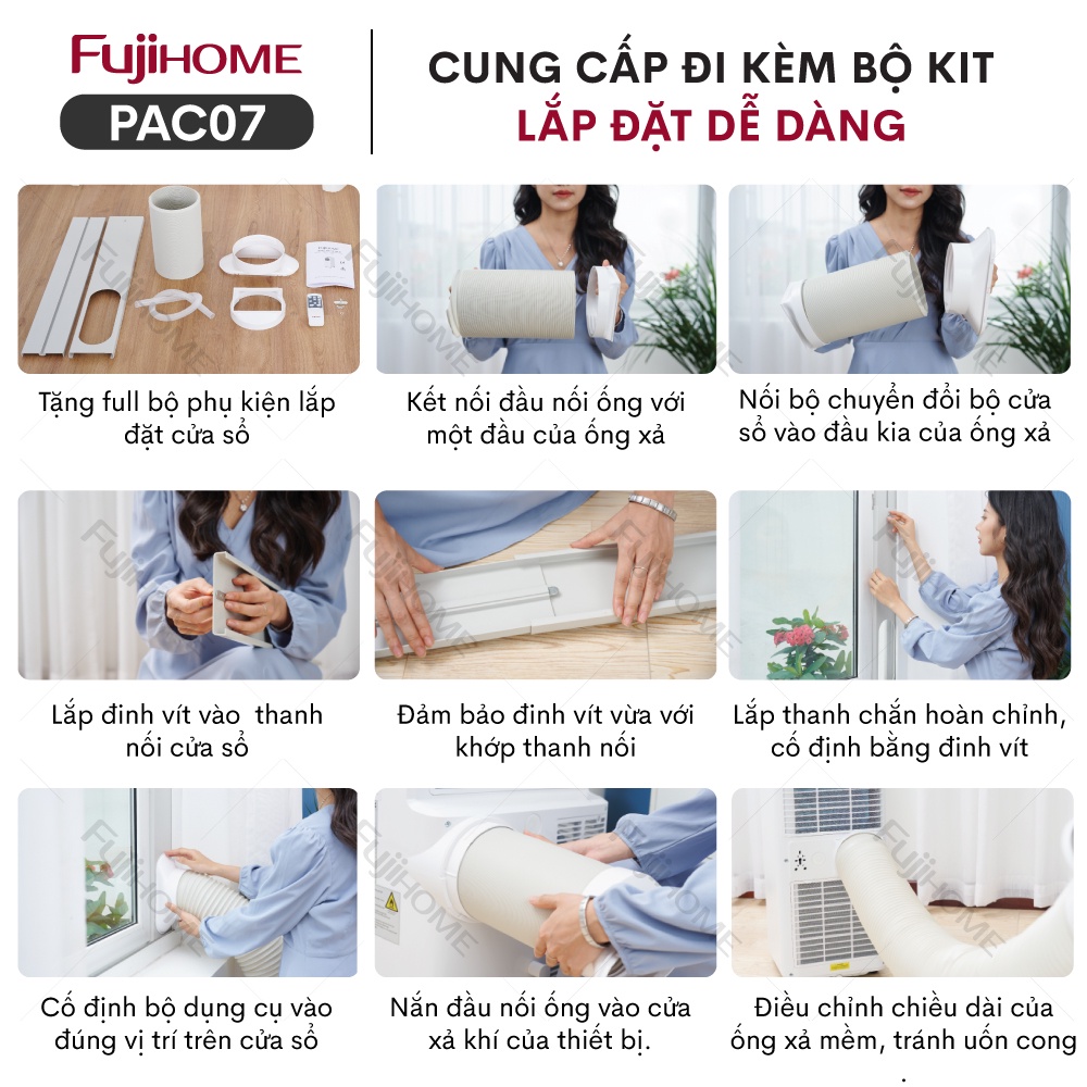 Điều hòa di động nhập khẩu Fujihome PAC07 công suất 7000BTU điều khiển từ xa - Máy nén liên doanh TOSHIBA