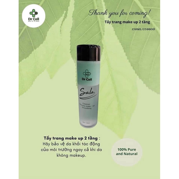 Tẩy trang 2 tầng Sala hổ trợ loại bỏ lớp trang điểm, bụi bẩn và chất bã nhờn trên da 120ml - Dr Cell