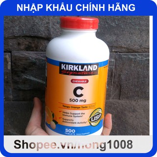 Viên Ngậm KIRKLAND Signature VITAMIN C 500 mg CHEWABLE hộp 500 viên - tăng sức đề kháng