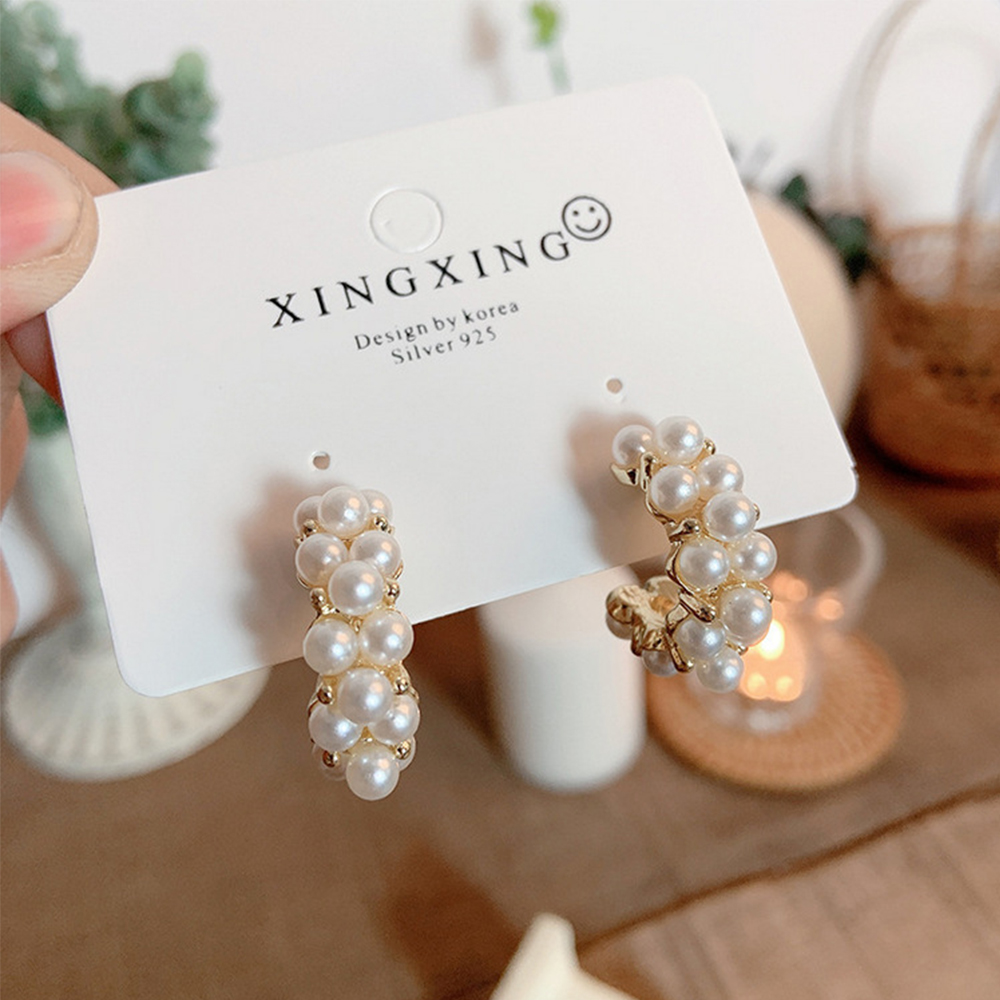 Hoa Tai Dáng Tròn Đính Ngọc Trai Nhân Tạo Phong Cách Vintage