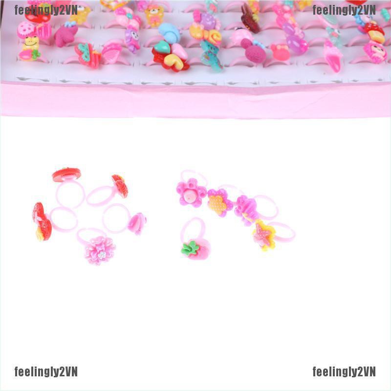 ❤Mặt Trời❤ Bộ 10 Nhẫn Nhựa Họa Tiết Hoạt Hình Đáng Yêu Cho Bé