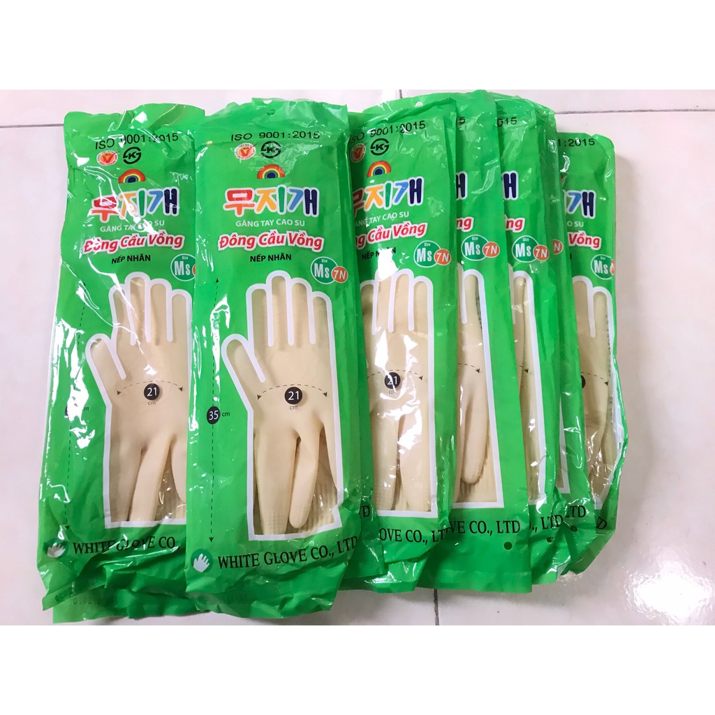Combo 10 đôi găng tay cao su Cầu Vồng dài 35cm size M, găng tay rửa chén rửa bát, bao tay cao su rửa chén