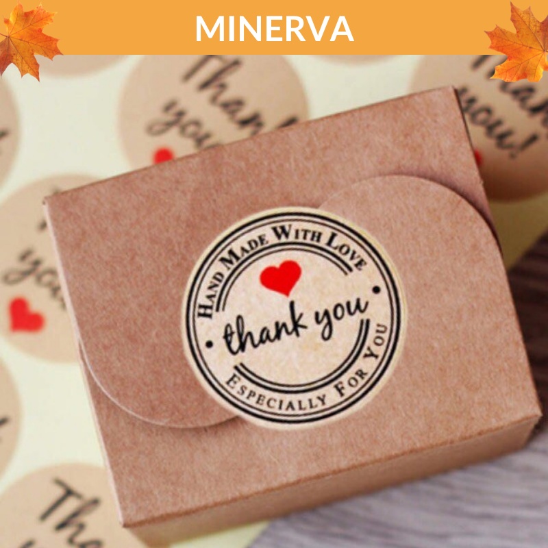[THỦ CÔNG] 50 nhãn dán sticker Thank you , Handmade with love bằng giấy dùng trang trí