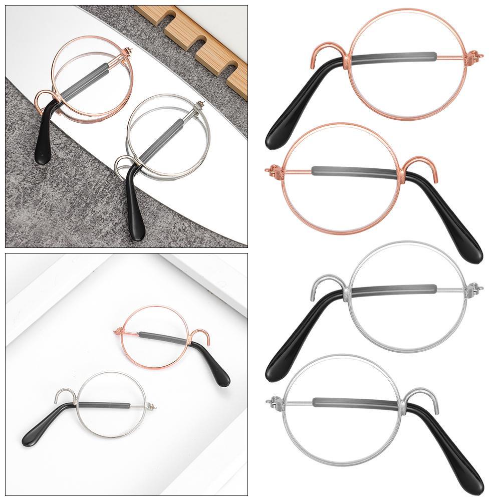 Mắt Kính Gọng Tròn Phối Lông Màu Cầu Vồng Xinh Xắn