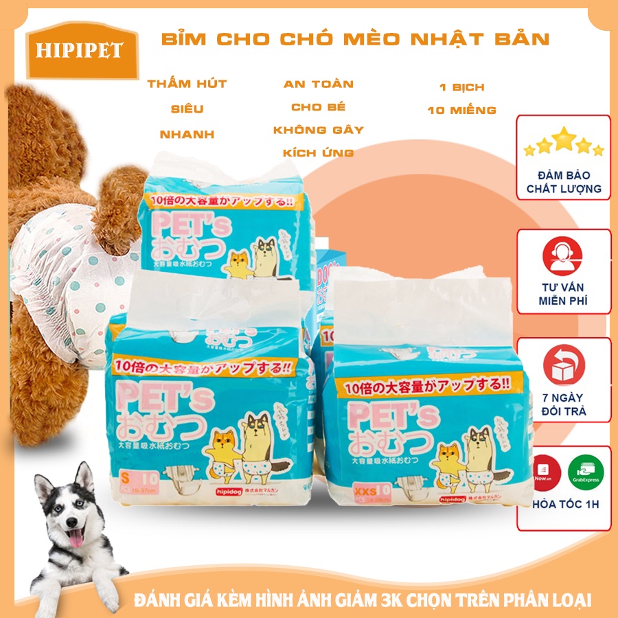 Bỉm cho chó mèo cái HIPIDOG công nghệ nhật (Nhiều size) thấm hút vượt trội-không gây kích ứng