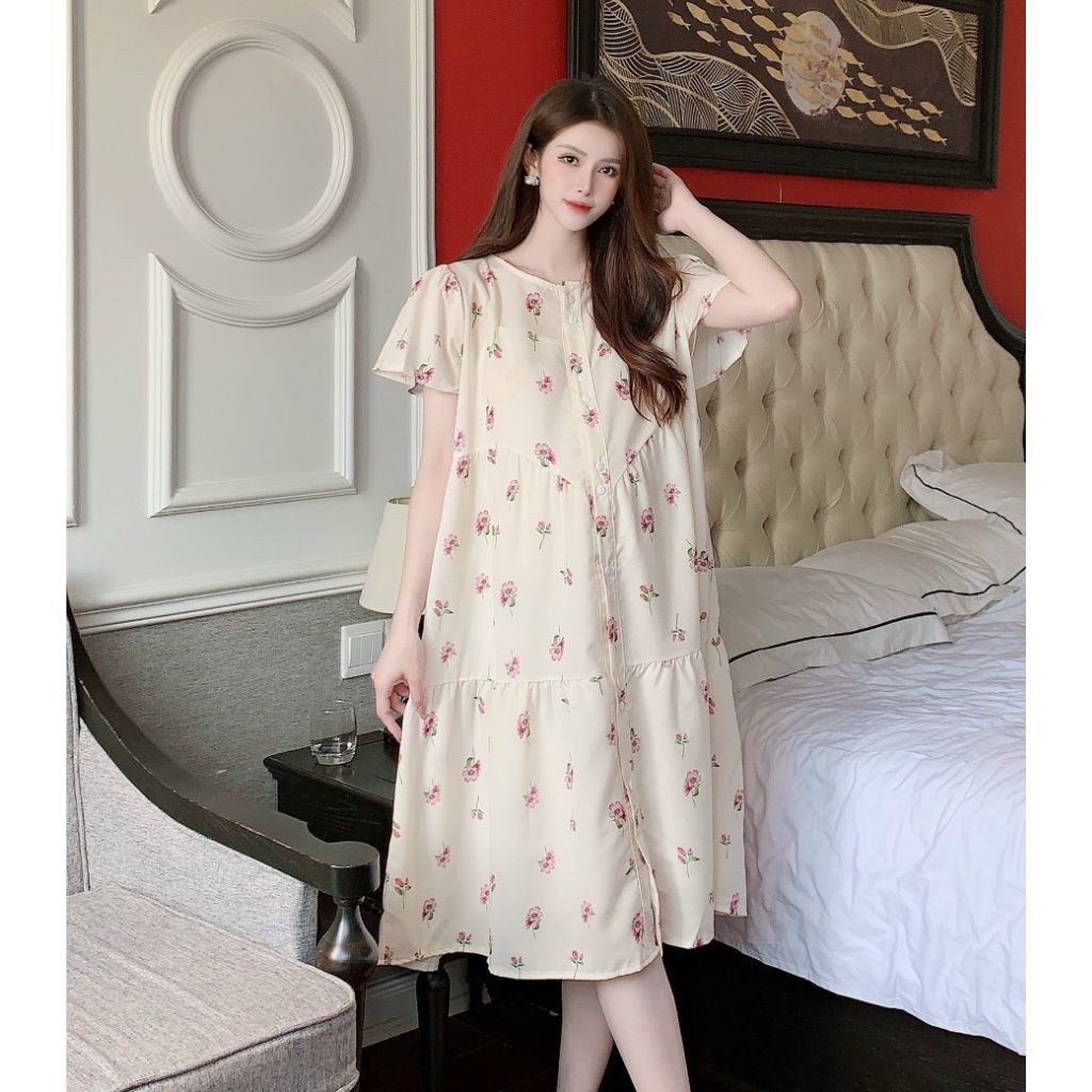 Đầm bầu dáng dài 🦋 Váy bầu hoa nhí 🦋 Đầm bầu big size chất lụa mùa hè hoa nhí dáng dài freesize