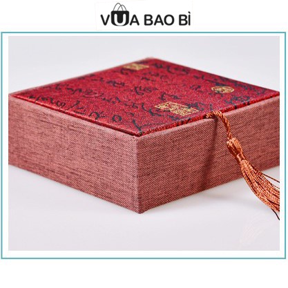 Hộp Gấm đựng trang sức, vòng phong thủy 10x10cm, Hộp đựng vòng tay, mặt đá bằng gấm cao cấp