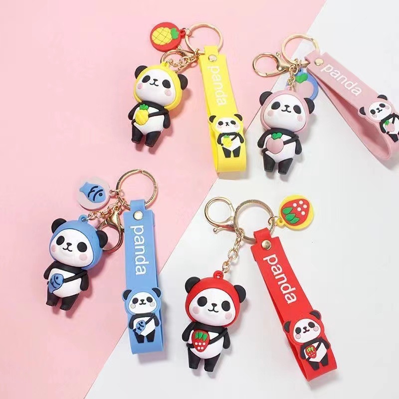 Charm túi móc khoá móc khóa cute Móc Khoá Panda con búp bê búp bê chìa khóa dây chuyền silicon xe cặp đôi chìa khóa treo túi xách hoạt hình khóa đeo