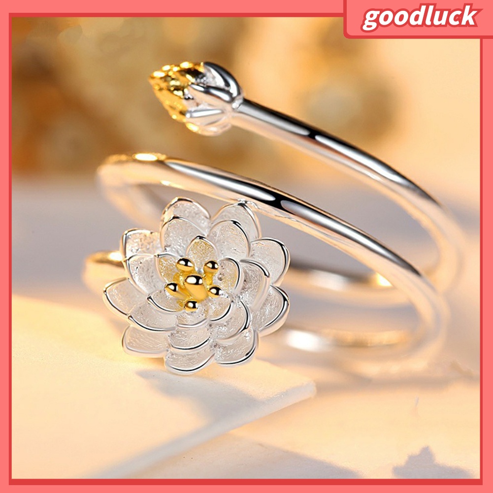 Nhẫn Hở Hình Hoa Sen Thanh Lịch Cho Nữ