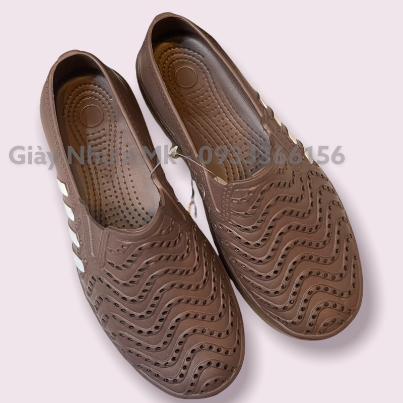 Giày nhựa nam đi mưa GL028 gợn sóng 3 sọc - Giày đi biển siêu nhẹ, siêu bền