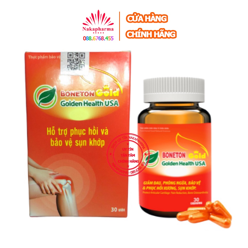 Boneton Gold Golden Health USA – Giúp tái tạo sụn khớp, giảm bớt đau mỏi vai gáy, thoái hóa cột sống, tốt cho người già