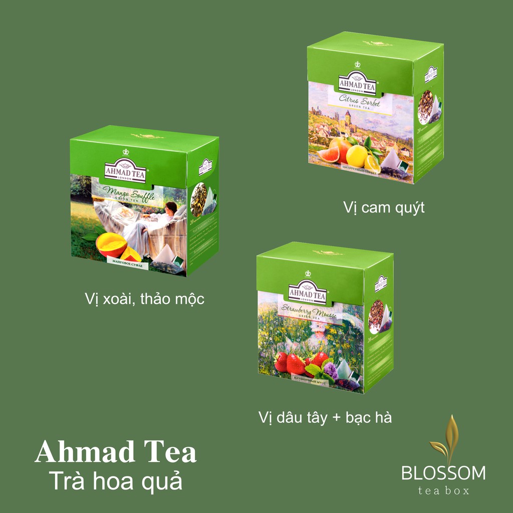 [Combo mĩ 20 gói] Trà hoa quả Ahmad Tea [Xoài, dâu, lê, cam chanh, hạnh nhân, hắc mai biển]