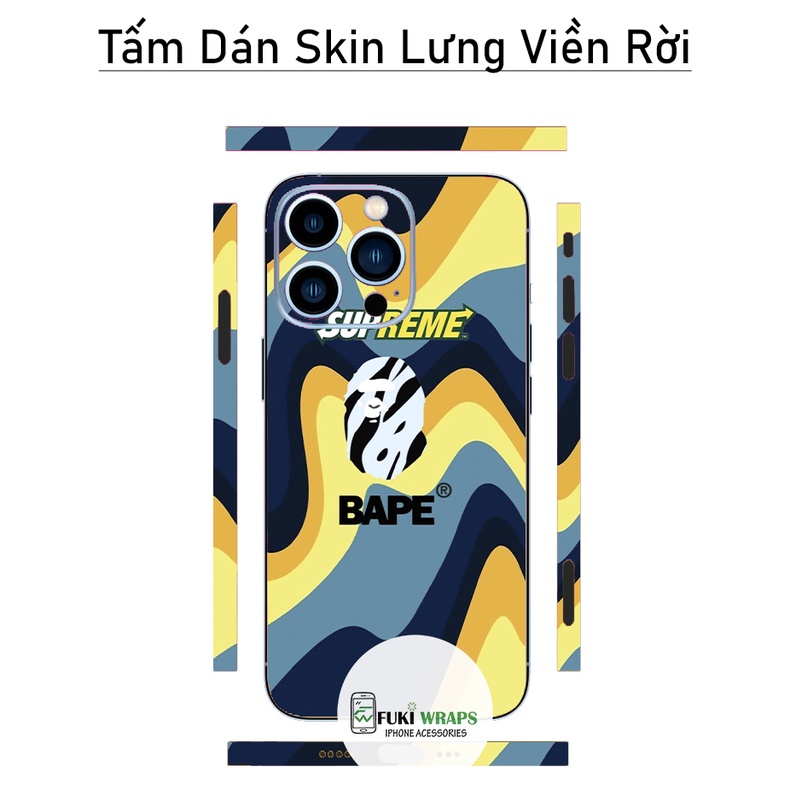 Tấm dán Skin Mặt Sau  FULL VIỀN Dành Cho 13prm , 12prm , 11prm , ip11 , xr , 6p , 7p , ip12 , ip13 - FukiShop