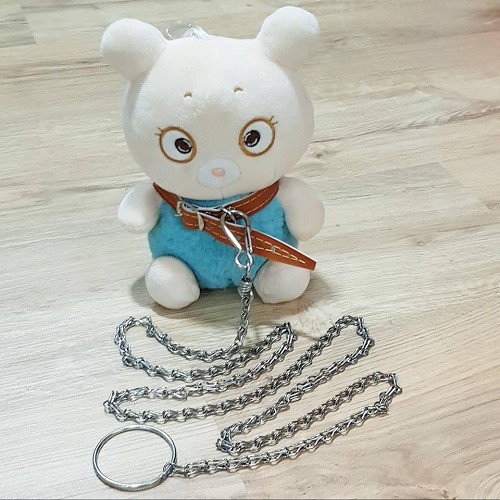 Bộ Dây Xích Đan Kép Inox 304 Dài 1,28 m và Dây Nịch Cổ Thú Nhỏ Dài 31cm