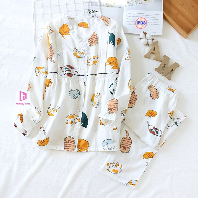Pijama Sau Sinh (Xô Nhật Sợi Thoáng) Mặc hè cực mát M38