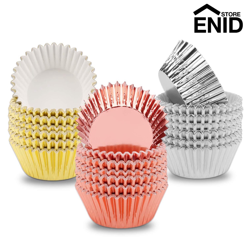 Set 100 Cốc Lá Nhôm Chịu Nhiệt Chống Mỡ Làm Bánh Cupcake
