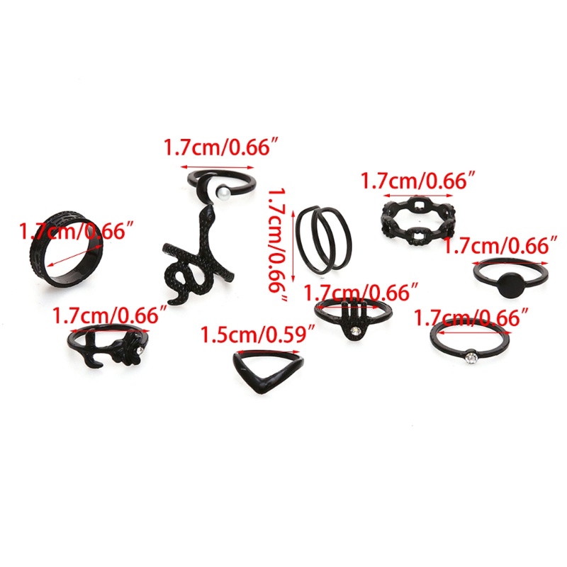 Set 10 Nhẫn Kim Cương Nhân Tạo Hình Rắn / Hoa Hồng