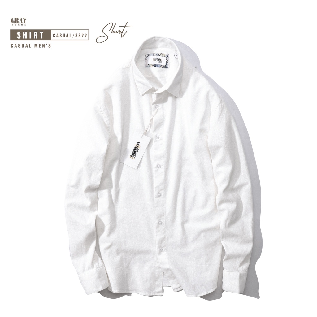 Áo sơ mi nam GRAYHOMME linen dài tay trơn chất vải đũi cùng gam màu dễ phối đồ - TB106